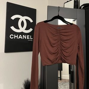 Brown long sleeve crop top 🤎✨